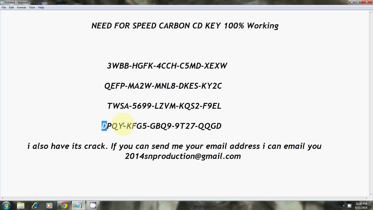 nfs carbon pc key